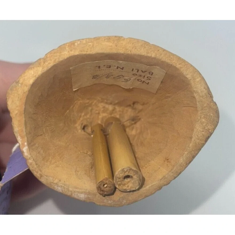 Wooden Indonesian Bali Flower Hand Carved Bell 5